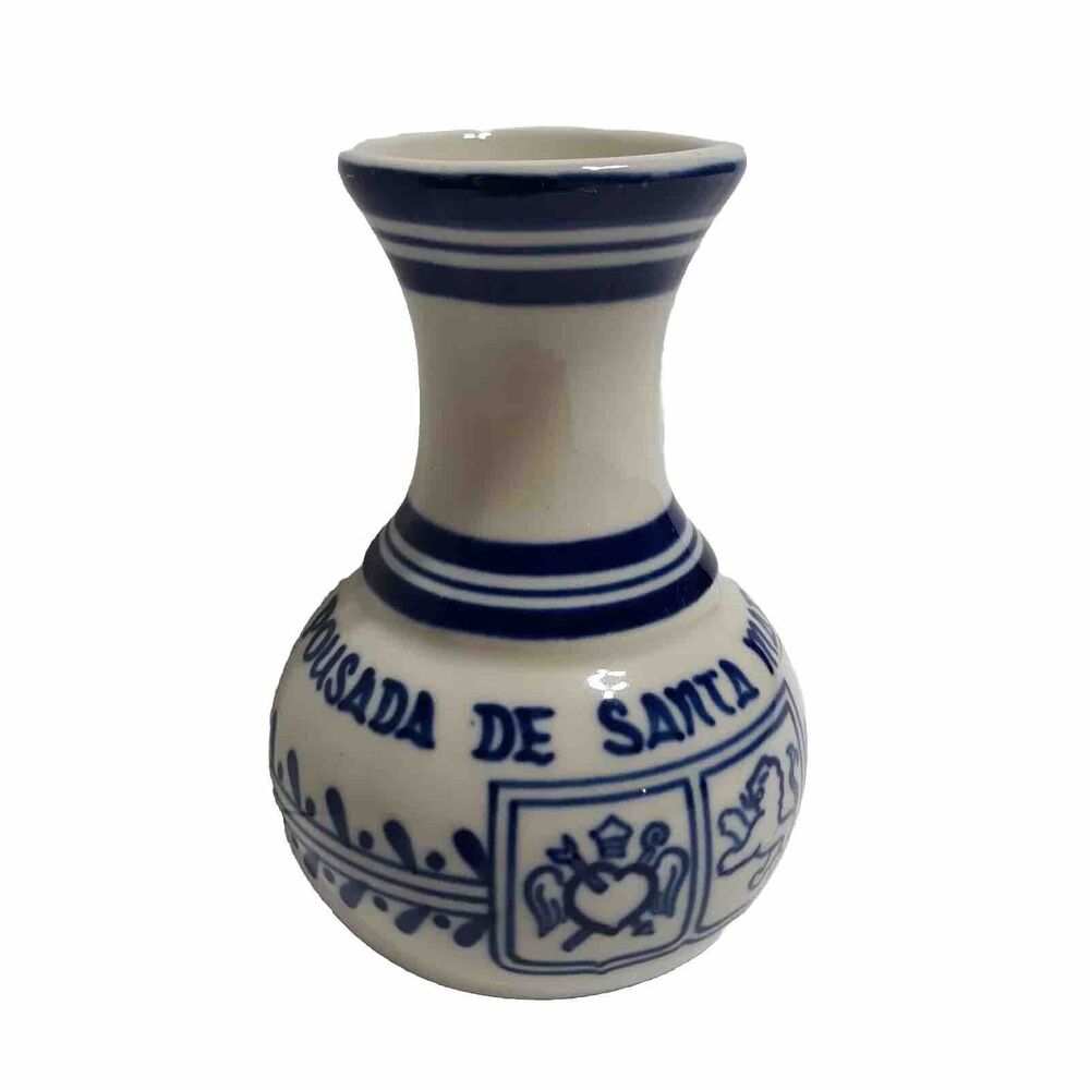 Alfe Portugal Vintage Ceramic pottery vase Blue Pousada Santa Marinha Hotel